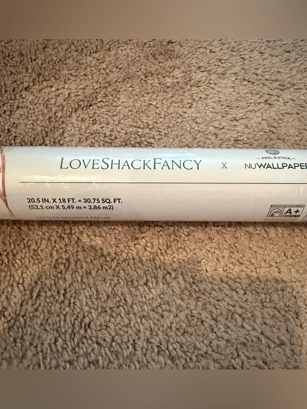 LoveShackFancy Wallpaper Roll in Cream and Beige